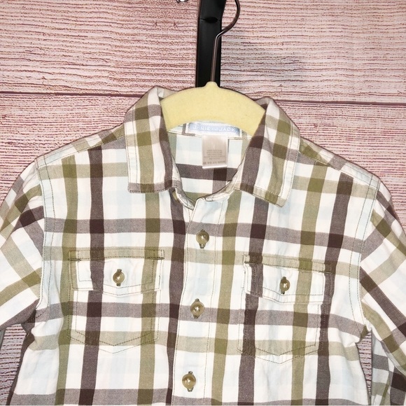 Janie and Jack Cream Plaid Button Up Shirt Size 18-24 Months - Picture 3 of 8